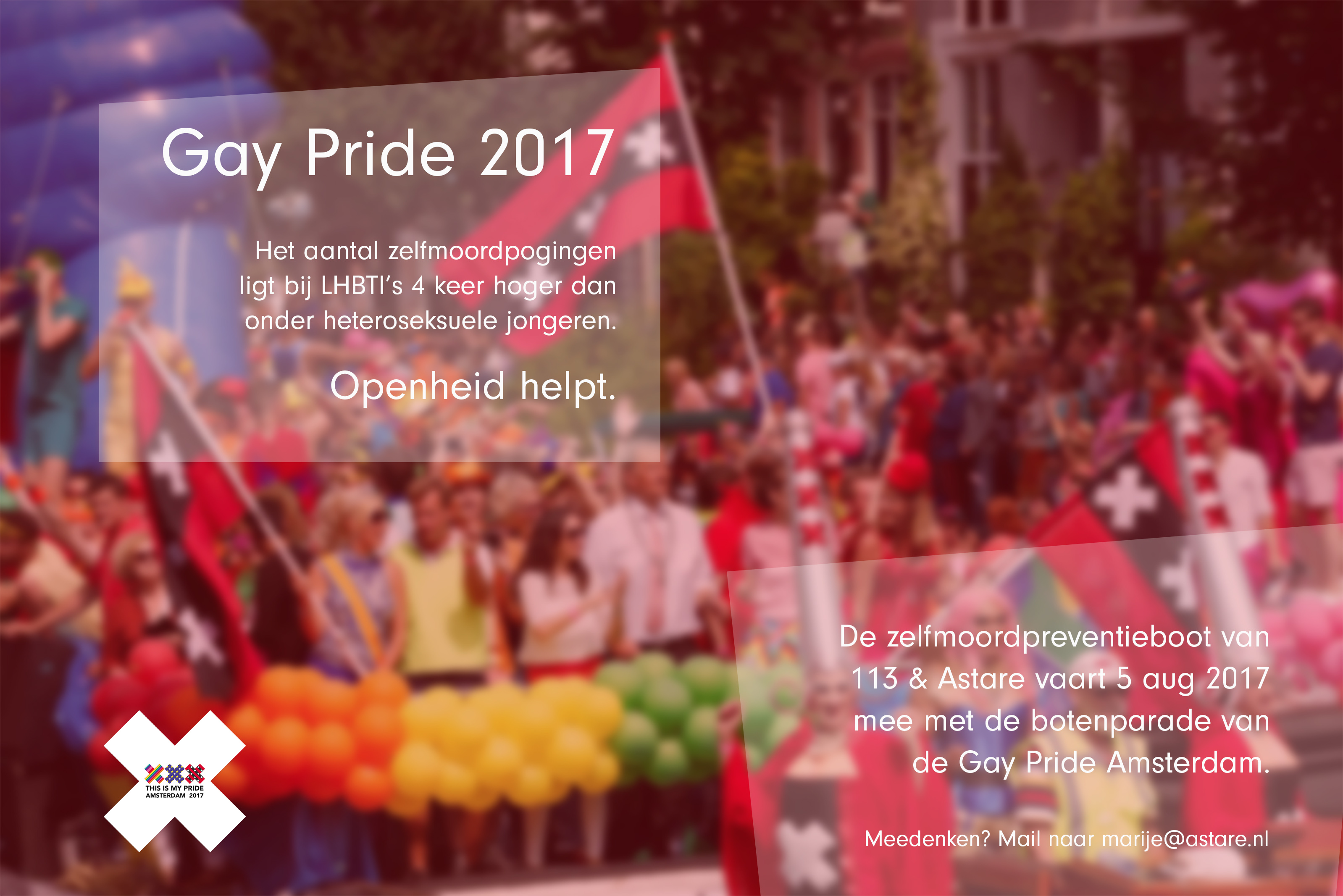 113 Zelfmoordpreventie neemt deel aan Amsterdam Gay Pride 2017